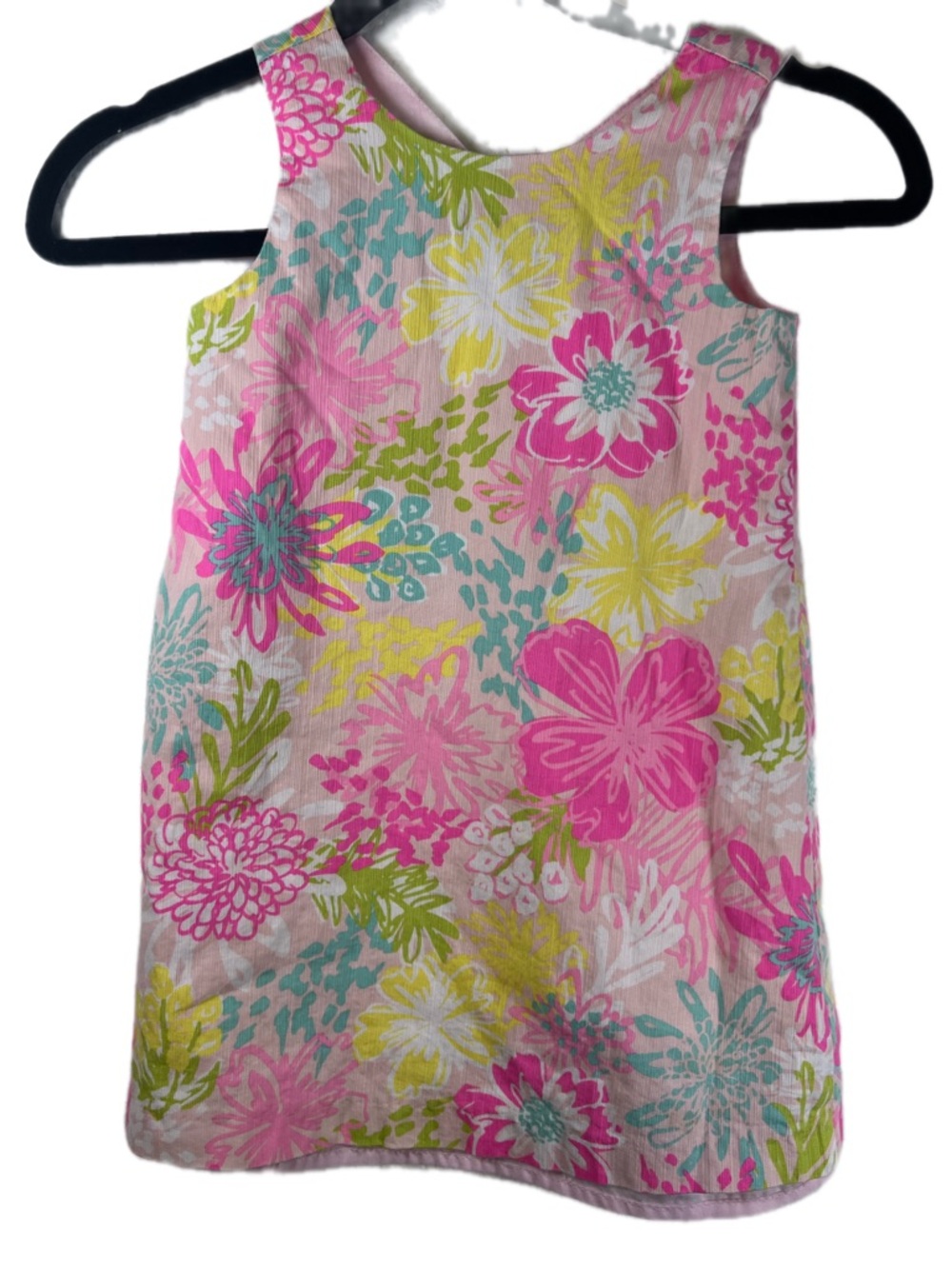Tommy Bahama Girls Floral Dress Size 5 Pink Tropical Sleeveless Shift Back